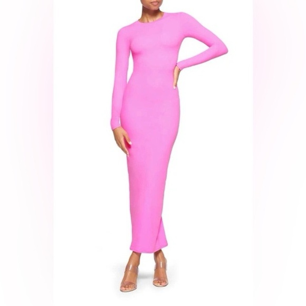 SKIMS Vibrant Pink Long Sleeve Dress - Picture 7 of 7